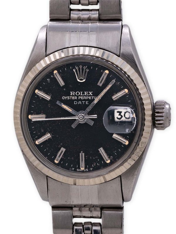 Lady Rolex Oyster Perpetual Date Tropical Black GIlt Dial ref 6517 ...