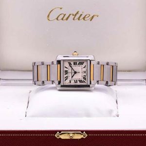 Cartier Man’s SS/18K YG Tank Francaise automatic ref 2302 circa 2000’s complete with box and booklets.